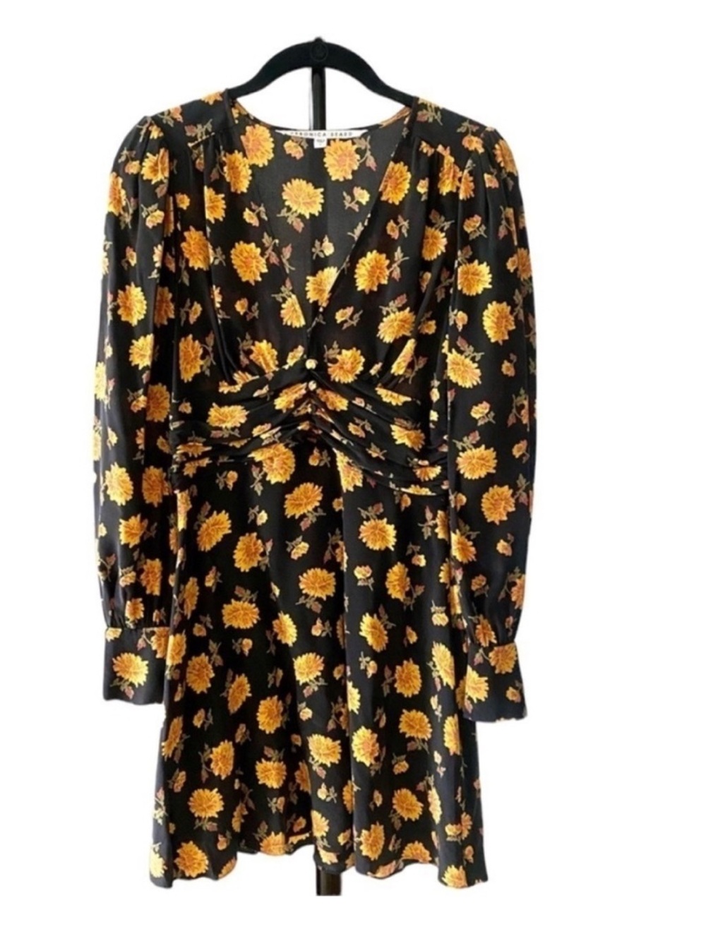 Veronica Beard Marion Blouson Floral 100% Silk Dress Silk crepe Shirred waist - Picture 6 of 15